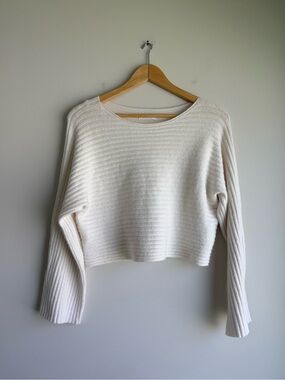 KOOKAI Cream Rib Knit Cropped Dolman Sleeve Sweater Made in Italy Size 0